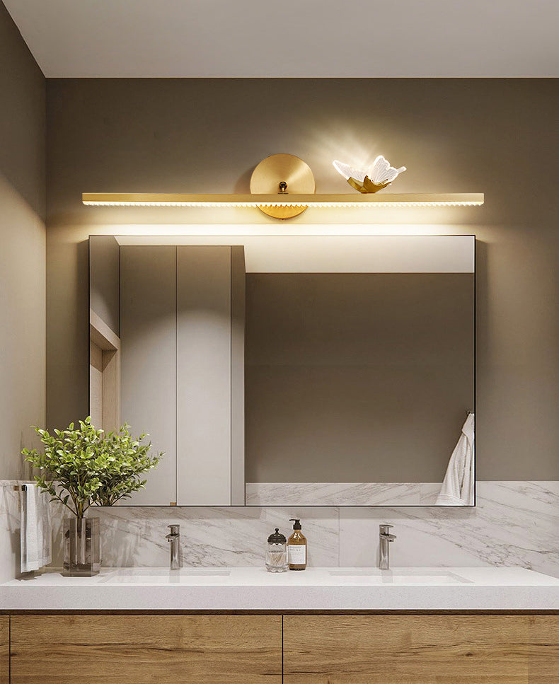 Modern American Style Linear Vanity Wall Light Fixtures Copper 3 Lights Wall Mounted Vanity Lights for Bathroom