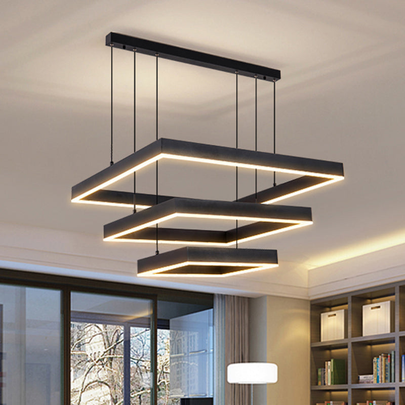 Modern Simplicity Square Suspended Lighting Fixture Acrylic Hanging Ceiling Fixture for Restaurant