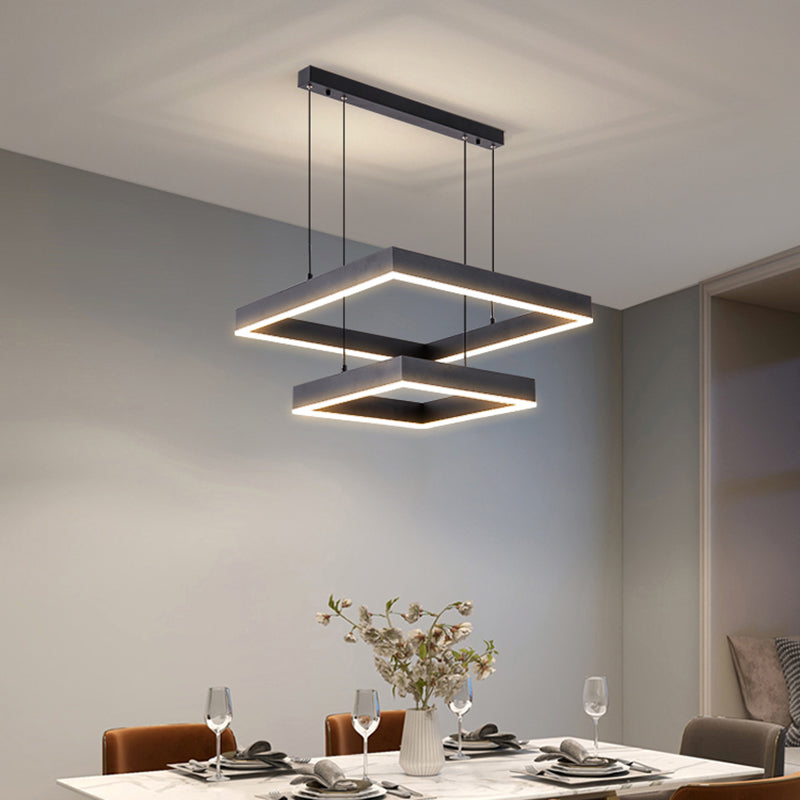 Modern Simplicity Square Suspended Lighting Fixture Acrylic Hanging Ceiling Fixture for Restaurant