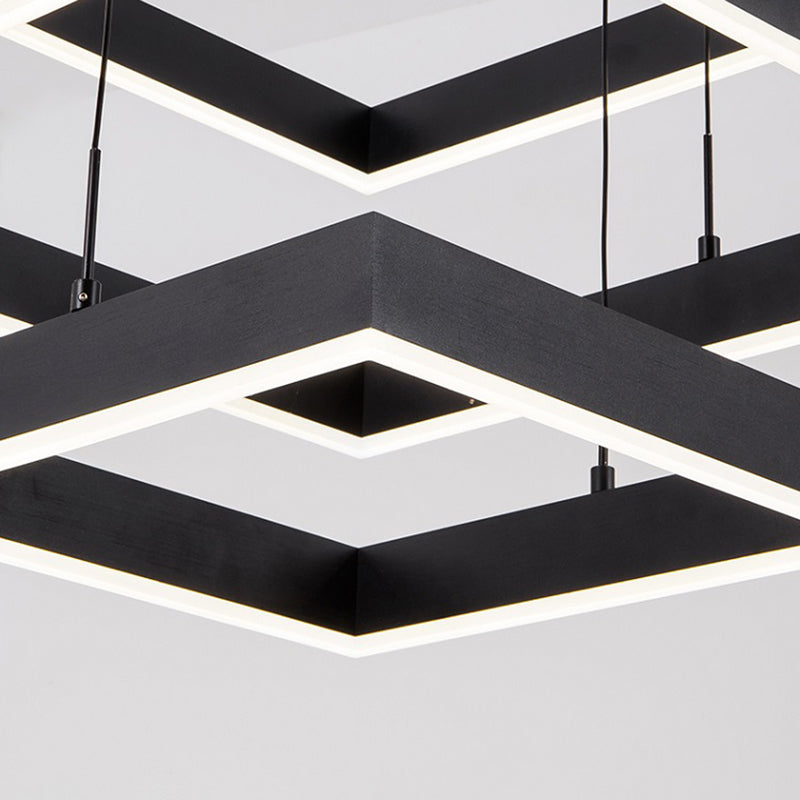 Modern Simplicity Square Suspended Lighting Fixture Acrylic Hanging Ceiling Fixture for Restaurant