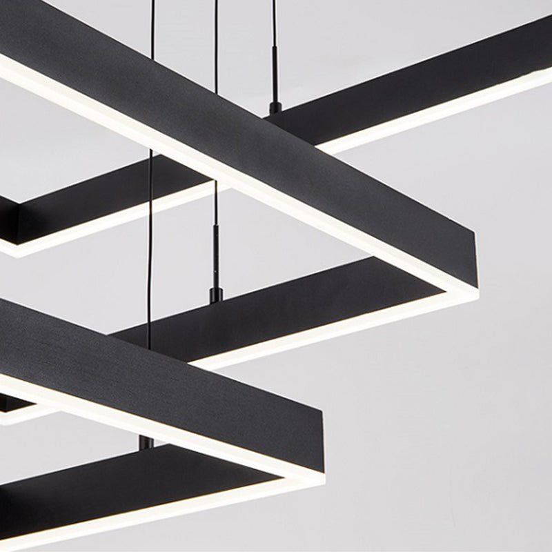 Modern Simplicity Square Suspended Lighting Fixture Acrylic Hanging Ceiling Fixture for Restaurant