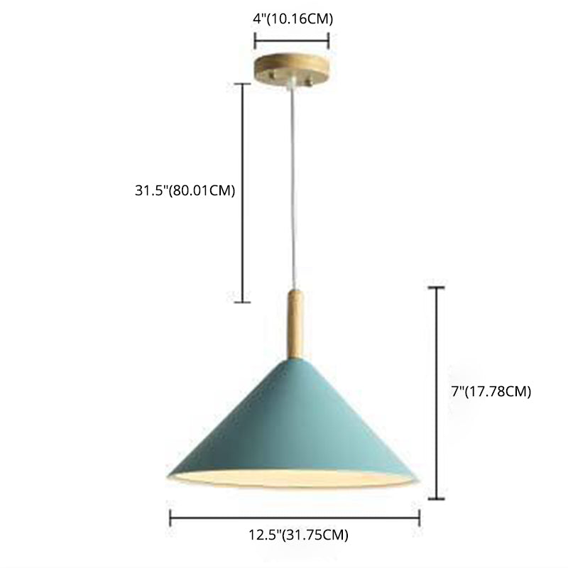 6-Color Optional Macaroon Simplicity Hanging Lamp Cone Shade Nordic Style Lighting Pendant for Dining Room