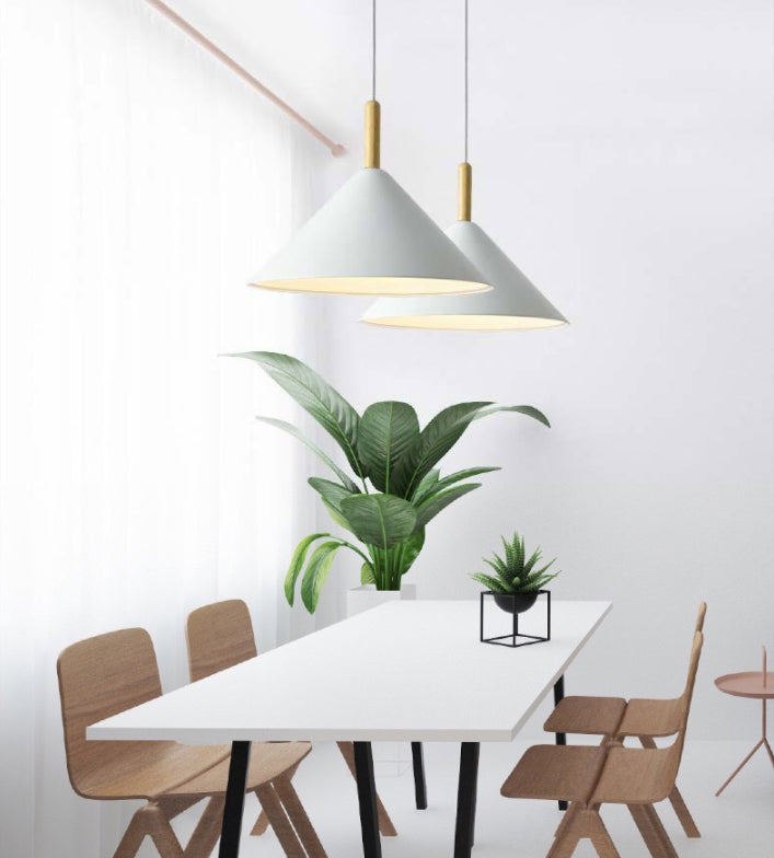 6-Color Optional Macaroon Simplicity Hanging Lamp Cone Shade Nordic Style Lighting Pendant for Dining Room