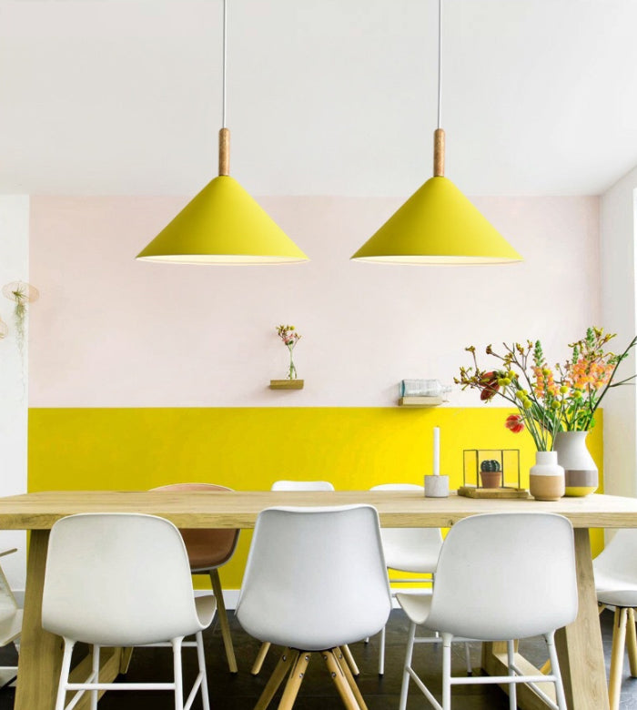 6-Color Optional Macaroon Simplicity Hanging Lamp Cone Shade Nordic Style Lighting Pendant for Dining Room