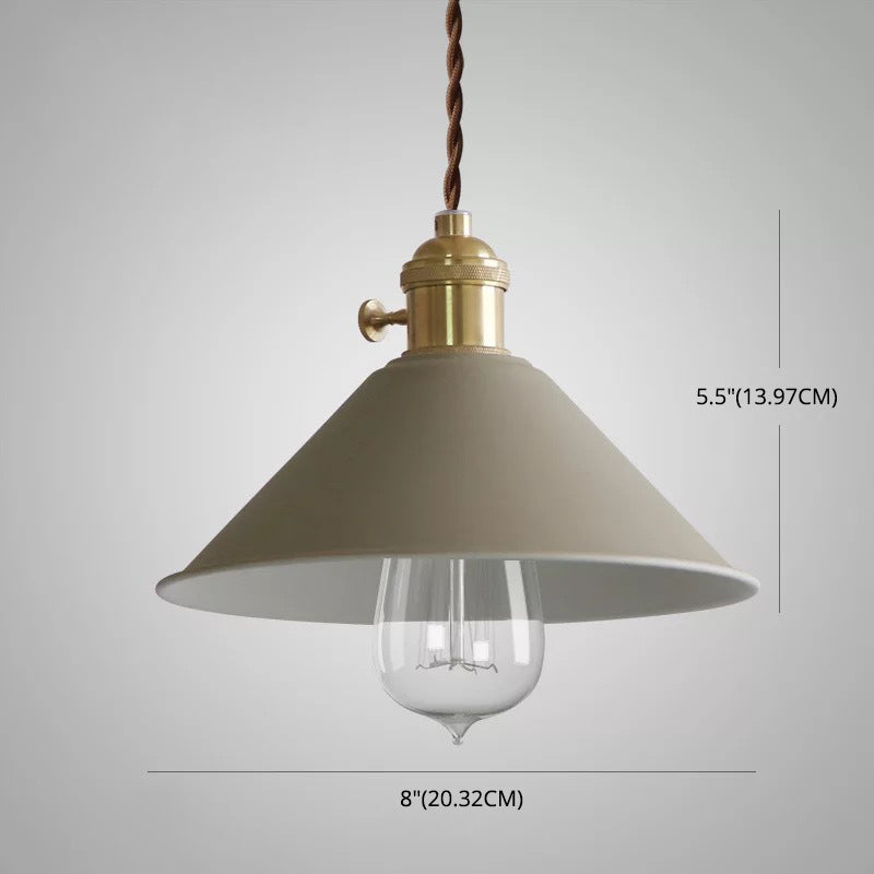 7.8 "brede Noordse stijl Macaroon Hanglight metalen kegel schaduw enkele lampverlichtingshanger met messing roterende schakelaar