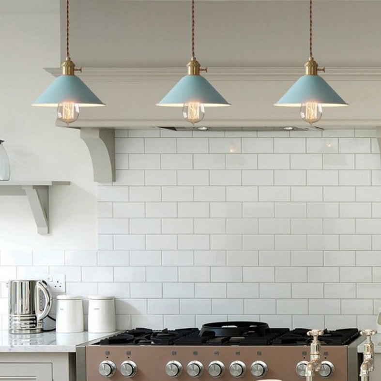 7.8 "brede Noordse stijl Macaroon Hanglight metalen kegel schaduw enkele lampverlichtingshanger met messing roterende schakelaar