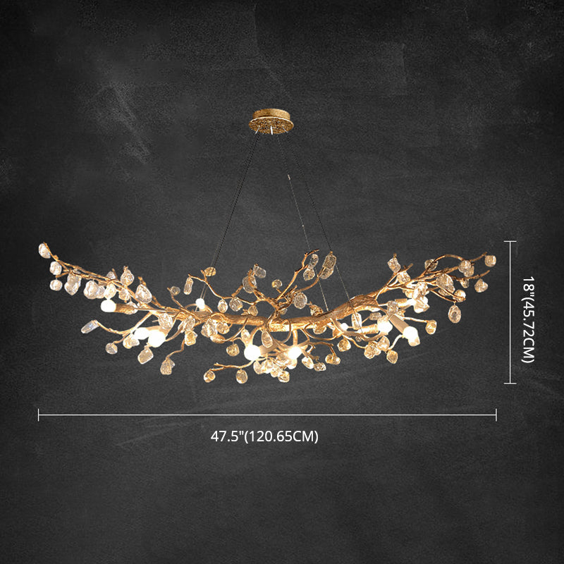 Flor de cristal de latón Estilo contemporáneo colgante de colgantes de luz lineal colgantes