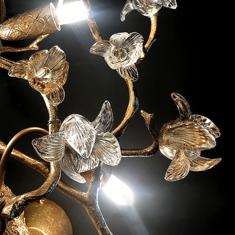 Flor de cristal de latón Estilo contemporáneo colgante de colgantes de luz lineal colgantes