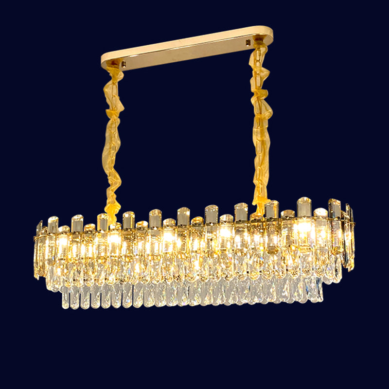 Contemporary Style Island Lighting Fixtures Linear Crystal Block Down Lighting Pendant