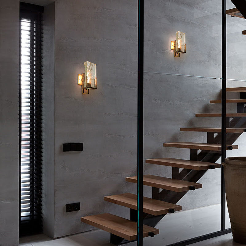 Postmodern Creative Ice Cube Crystal Wall Lamp Bronzed Lamp Holder Simplicity Sconce Light for Staircase Aisle