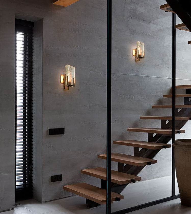 Postmodern Creative Ice Cube Lámpara de pared de cristal Lámpara bronceada Simplicity Light para pasillo de escalera