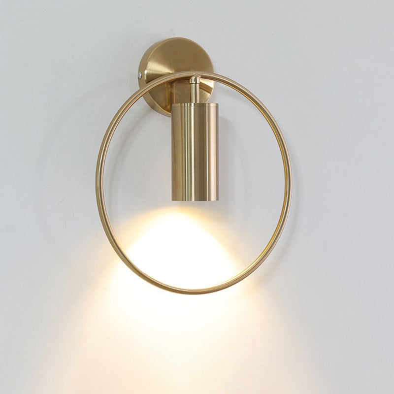 Minimalism Round Line Wall Mount Light 13" Height Postmodern Style Metal Bedside Lamp for Bedroom
