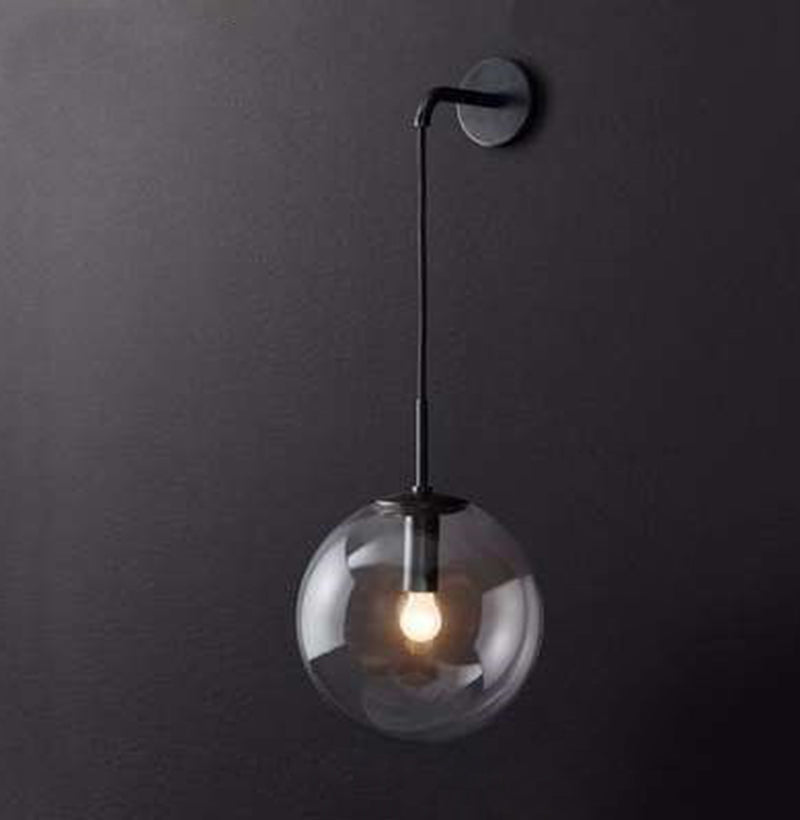 Smoke Grey Globe Glass Sconce Light Modern Style Minimalism 1-Light Wall Mount Lamp for Bedroom