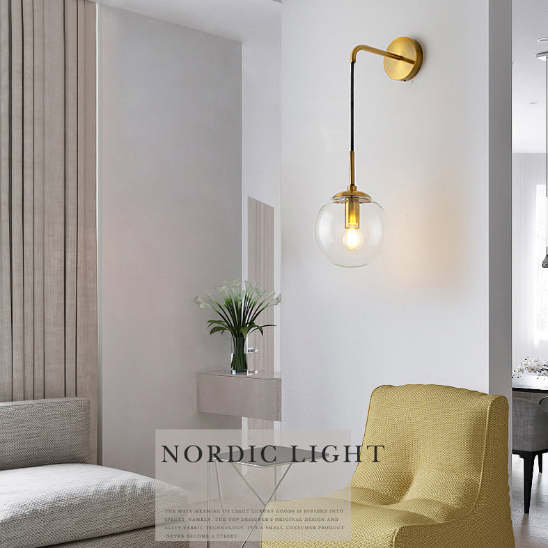 Smoke Grey Globe Glass Sconce Light Modern Style Minimalism 1-Light Wall Mount Lamp for Bedroom