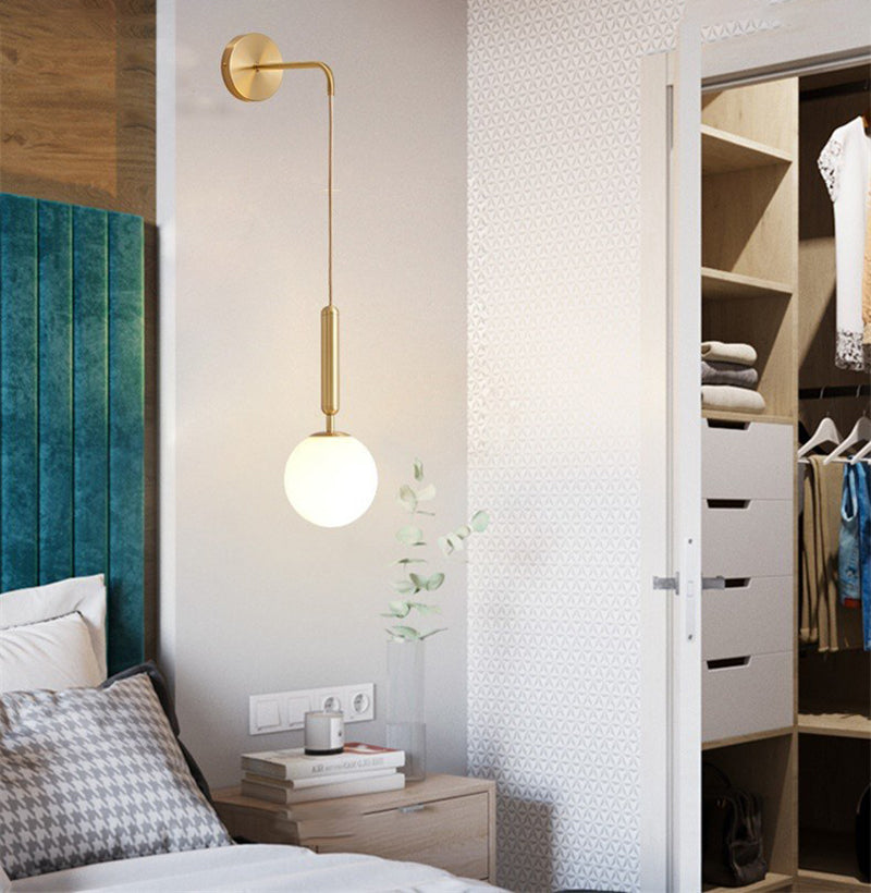 6" Diameter Orb Glass Shade Simplicity Wall Lamp 1-Light Nordic Style Bedside Sconce Lights