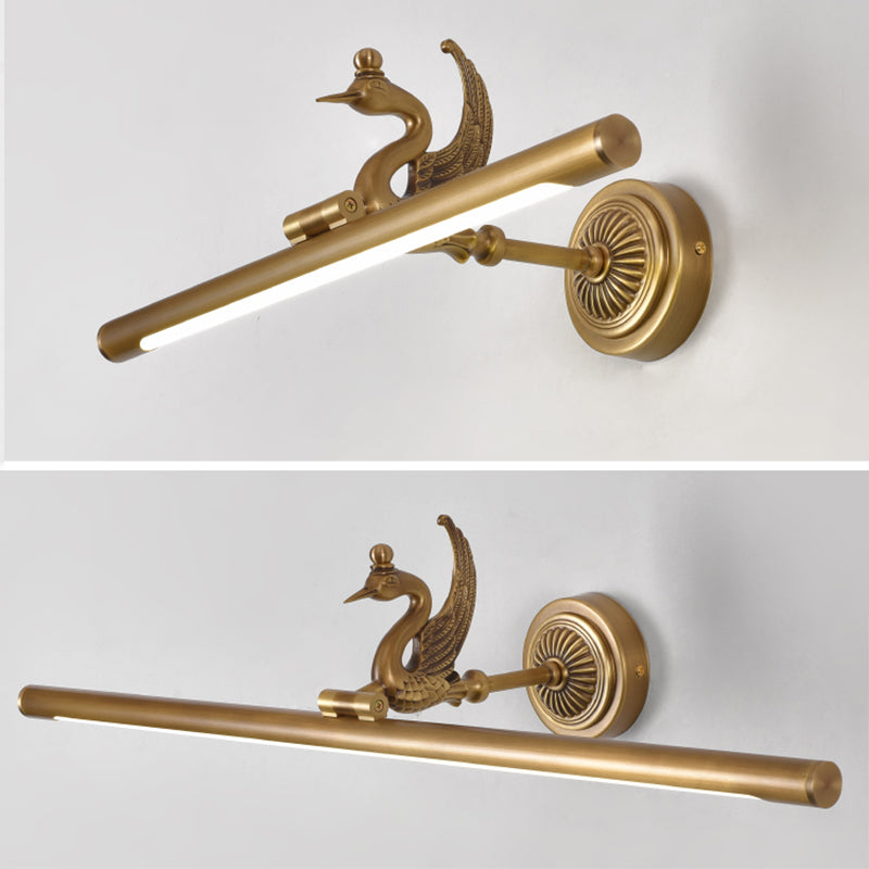 Mid-Century Luxury Style Cylindrical Wall Mounted Vanity Lights Copper 1 Light Vanity Lighting Fixtures for Bathroom