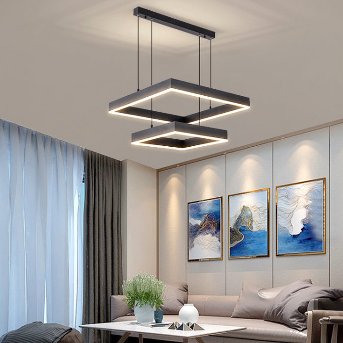 Modern Simplicity Square Suspended Lighting Fixture Acrylic Hanging Ceiling Fixture for Restaurant