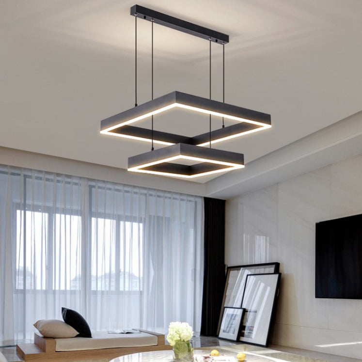 Modern Simplicity Square Suspended Lighting Fixture Acrylic Hanging Ceiling Fixture for Restaurant