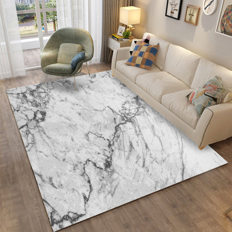 Living Room Indoor Rug Contemporary Marble Print Rug Polyester Washable Area Carpet