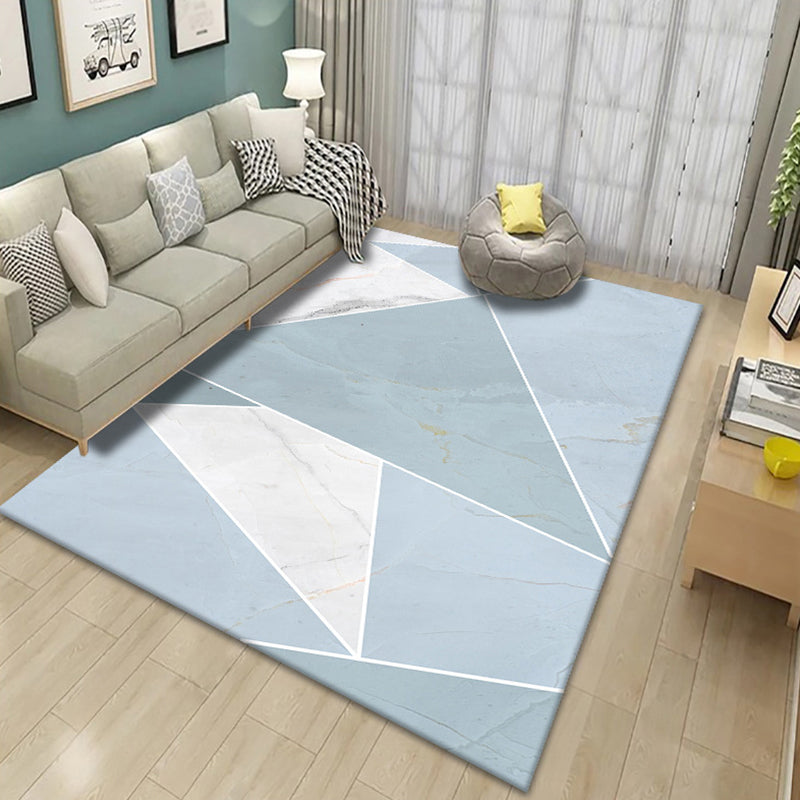 Marble Print Indoor Rug Polyester Modern Rug Stain Resistant Carpet for Living Room