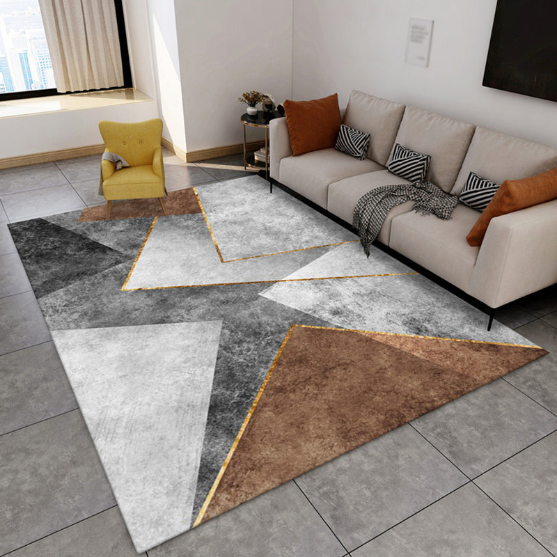 Modern Indoor Rug Polyester Marble Print Rug Non-Slip Backing Carpet for Living Room