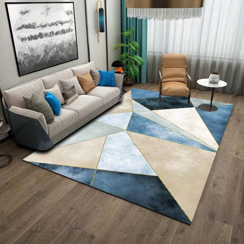Marble Print Rug Polyester Modern Area Rug Stain Resistant Carpet for Living Room