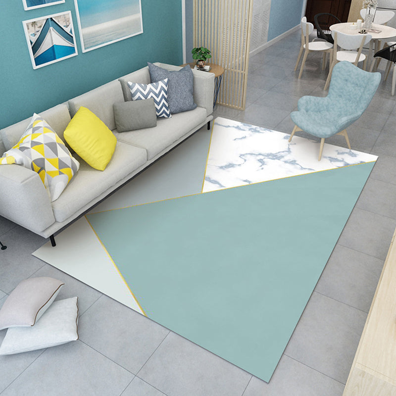 Marble Print Rug Polyester Contemporary Area Carpet Washable Area Rug for Living Room, Bedroom