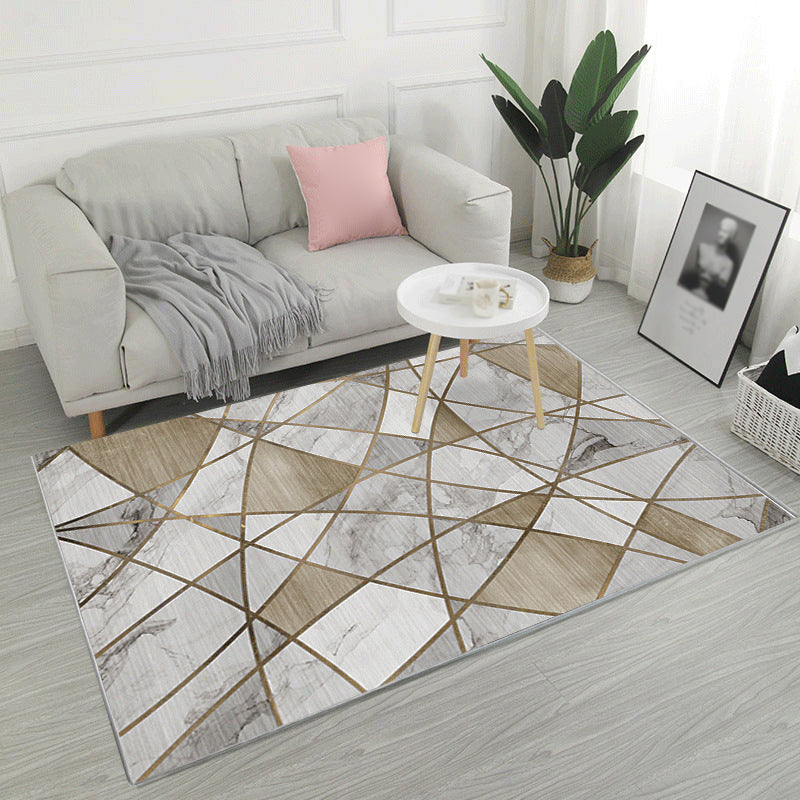 Marble Print Indoor Rug Abstract Carpet Polyester Washable Rug for Living Room