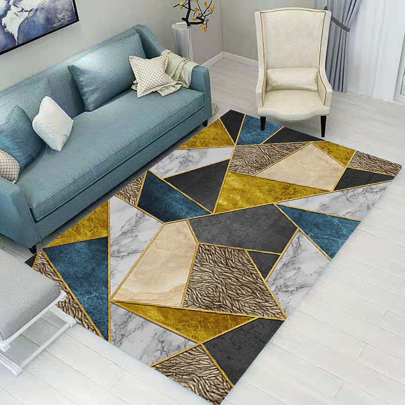 Marble Print Indoor Rug Abstract Carpet Polyester Washable Rug for Living Room