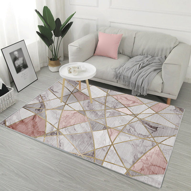 Marble Print Indoor Rug Abstract Carpet Polyester Washable Rug for Living Room