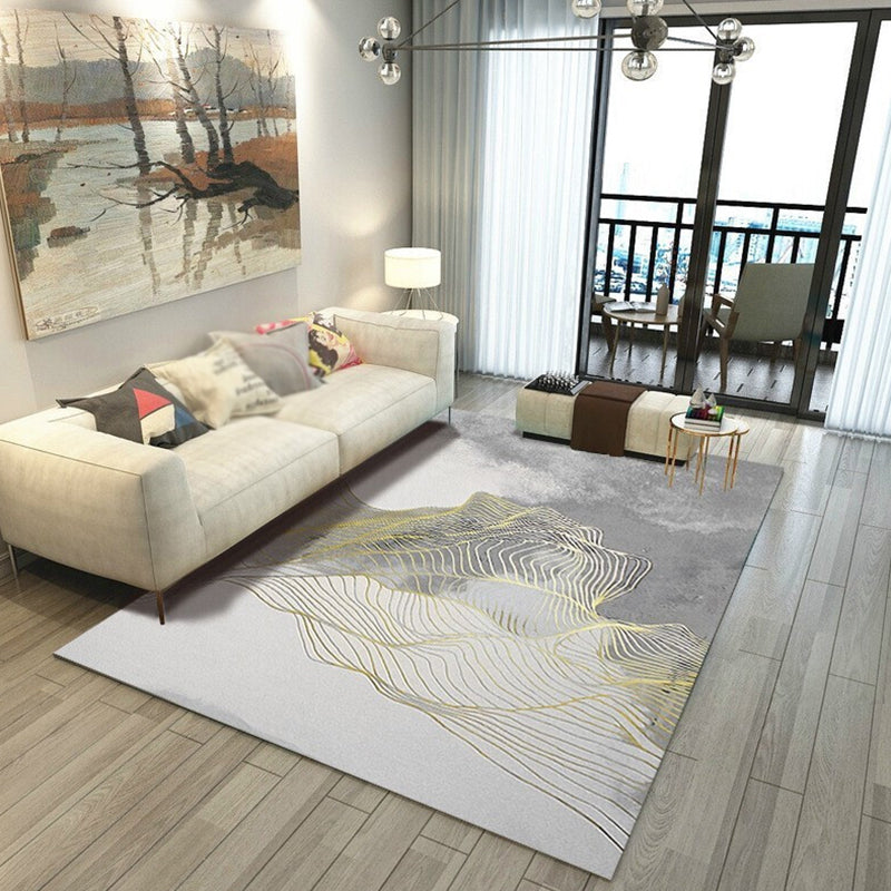 Abstract Printing Area Rug Polyester Modern Rug Washable Carpet for Living Room