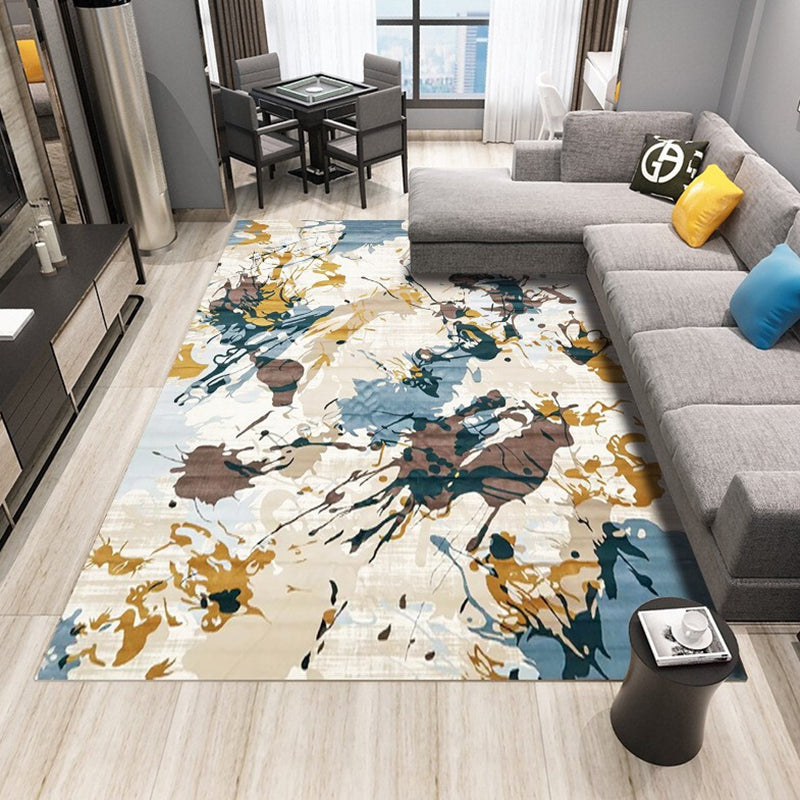 Abstract Printing Area Rug Polyester Modern Rug Washable Carpet for Living Room