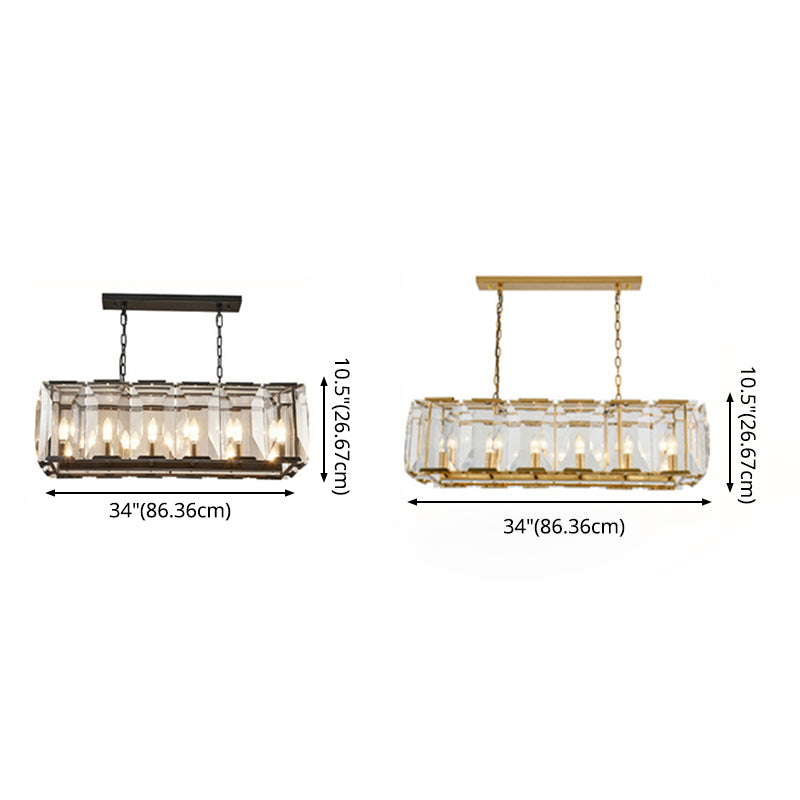 Rectángulo Corte Crystal Island colgante lineal Luces colgantes de la isla de la sala de estar moderna