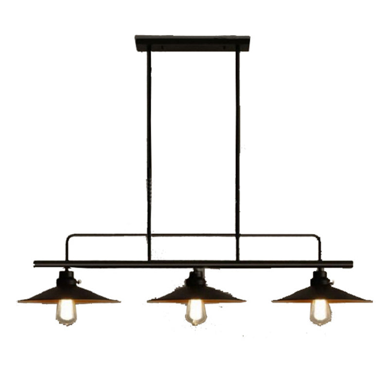 Luz colgante de isla de hierro forjado en la luz de techo interior geométrica de estilo industrial con marco de hierro