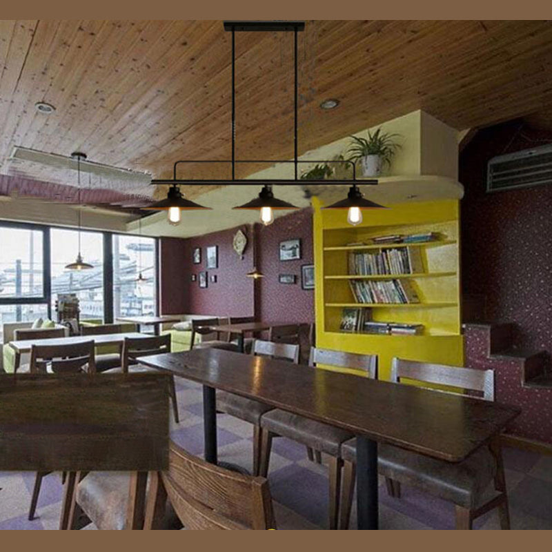 Luz colgante de isla de hierro forjado en la luz de techo interior geométrica de estilo industrial con marco de hierro