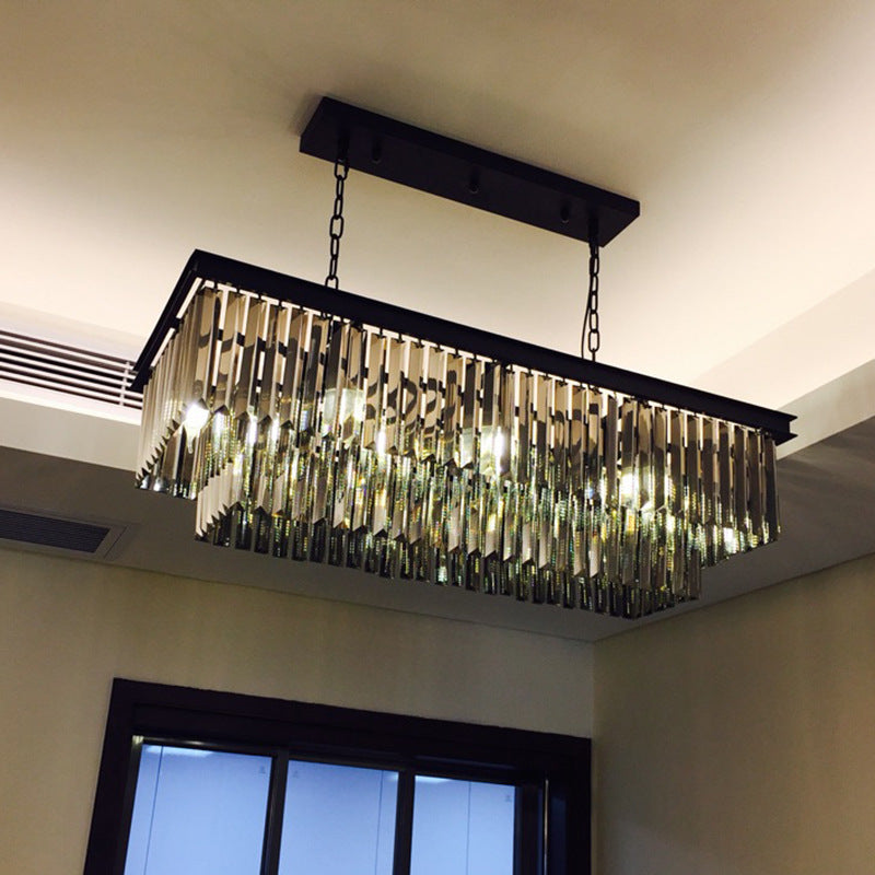 Rectángulo Crystal Island Pense lineal Luces de araña de la isla de la sala de estar moderna
