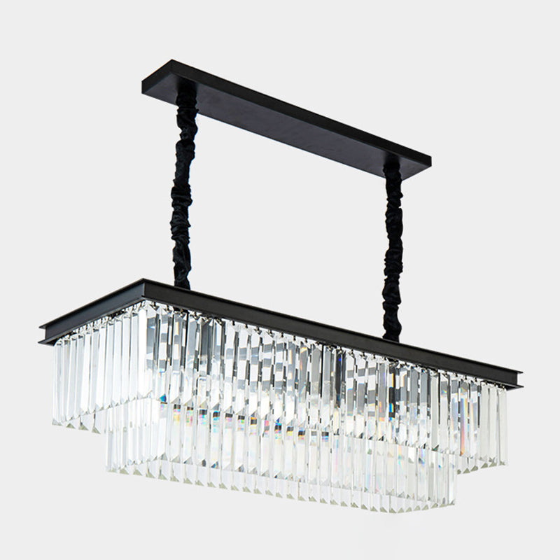 Rectángulo Crystal Island Pense lineal Luces de araña de la isla de la sala de estar moderna
