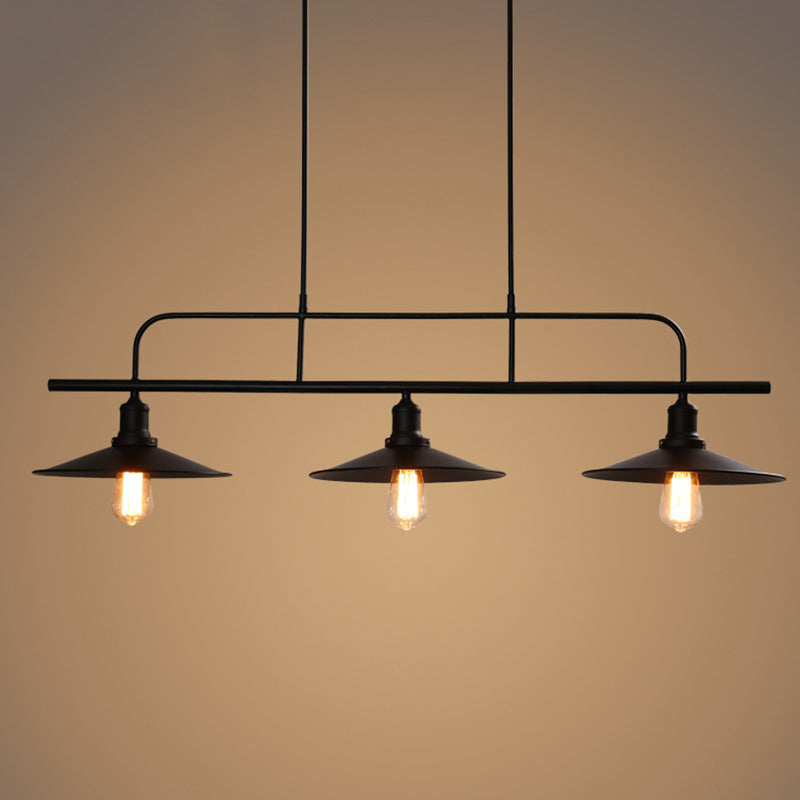 Luce a sospensione dell'isola geometrica nera in stile con soffitto in ferro battuto in stile conciso industriale per luogo commerciale