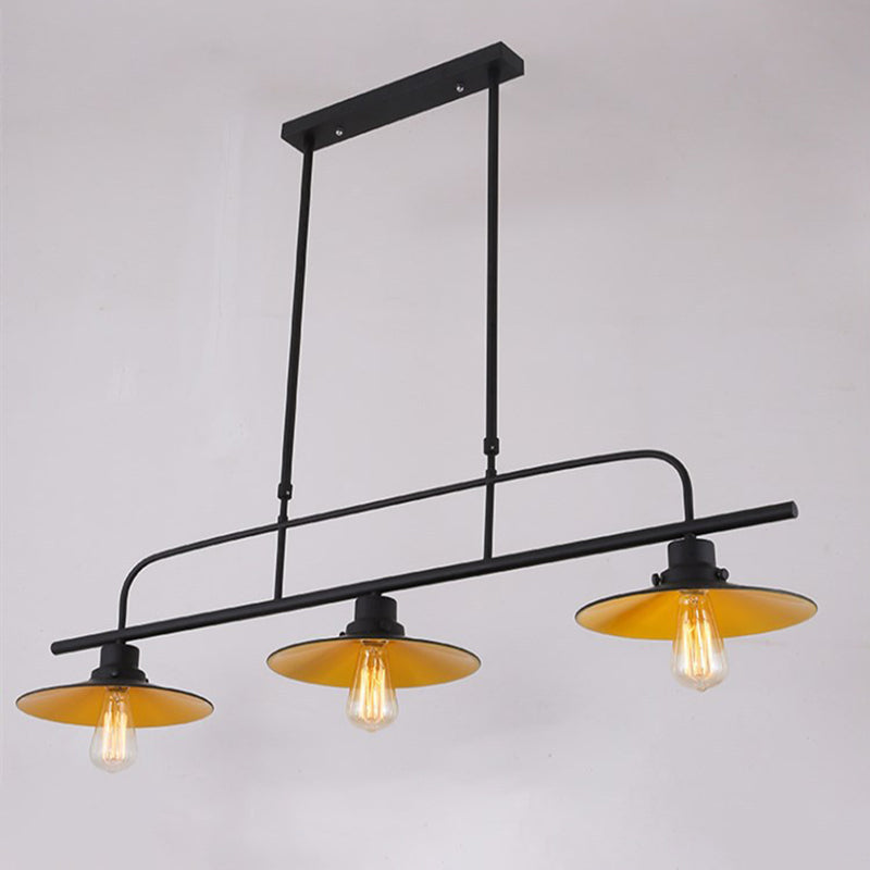 Black Geometric Island Pendant Light in Industrial Concise Style Wrought Iron Ceiling Light for Commercial Place