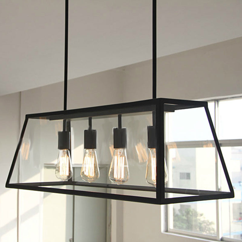 Vetro 4 luci isola a ciondolo luci trapezoids industrial isola lampade per bar