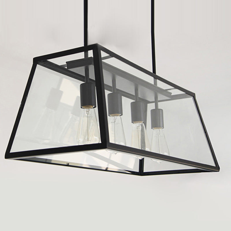 Vetro 4 luci isola a ciondolo luci trapezoids industrial isola lampade per bar