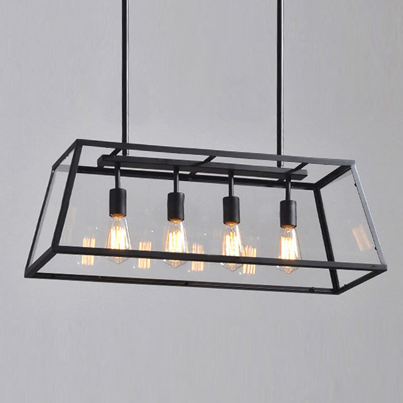 Vetro 4 luci isola a ciondolo luci trapezoids industrial isola lampade per bar