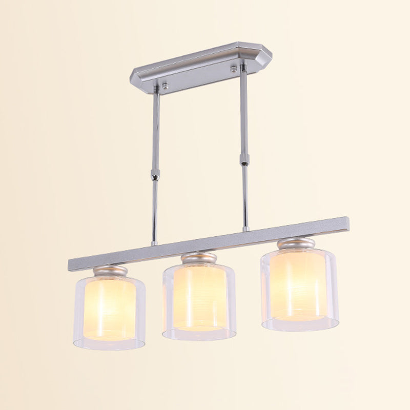 Lampada da pranzo industriale di vetro cilindrico Isola di vetro