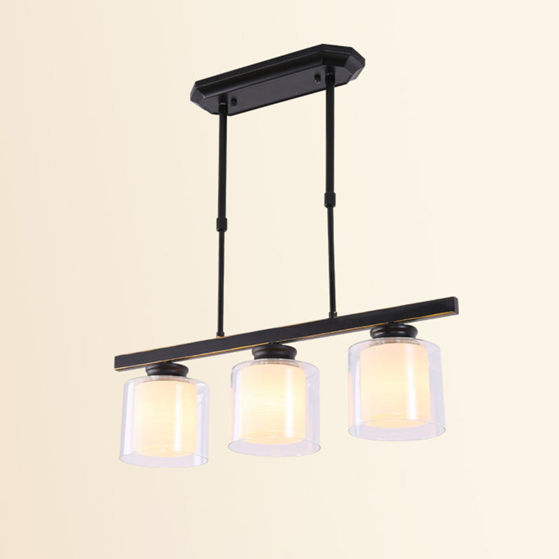 Lampada da pranzo industriale di vetro cilindrico Isola di vetro