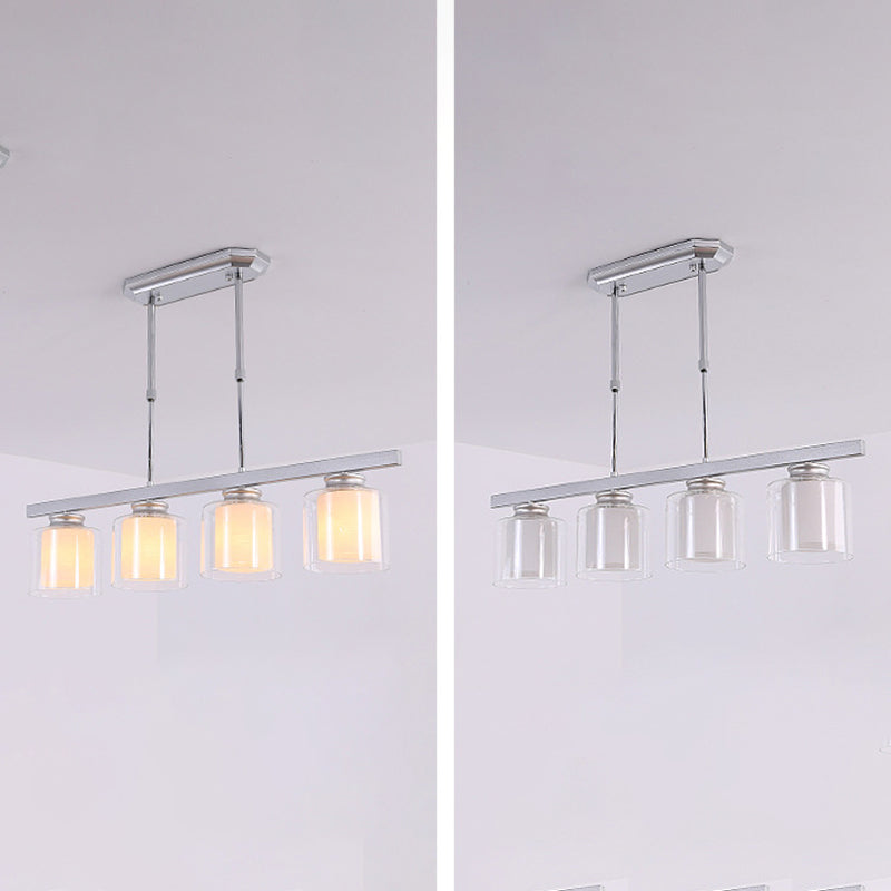 Cilíndrico de techo de la isla de vidrio lámparas de comedor industrial lámparas de la isla