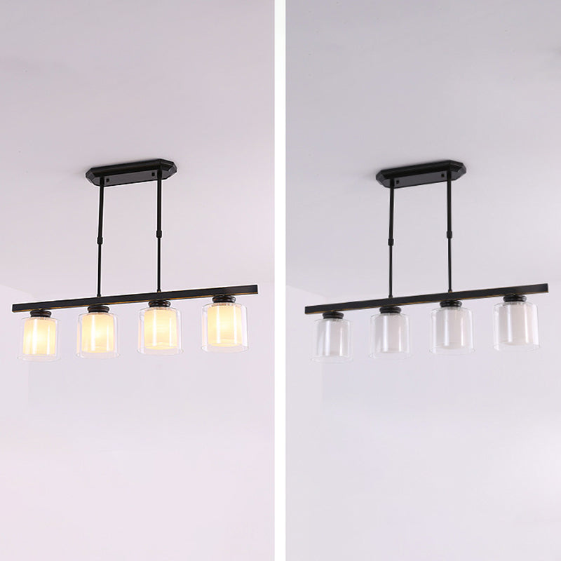 Cilíndrico de techo de la isla de vidrio lámparas de comedor industrial lámparas de la isla