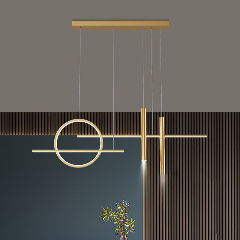 Simplicity Linear LED Island Light Metal 5-Head Dining Room Suspended Lighting Fixture