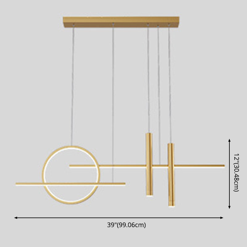 Simplicity Linear LED Island Light Metal 5-Head Dining Room Suspended Lighting Fixture