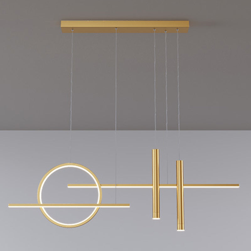 Simplicity Linear LED Island Light Metal 5-Head Dining Room Suspended Lighting Fixture