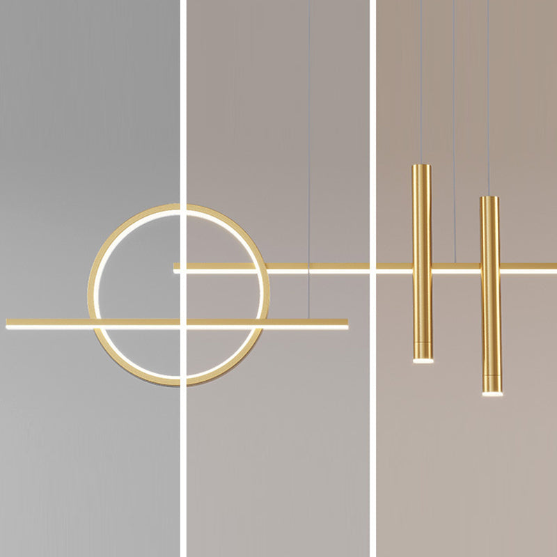 Simplicity Linear LED Island Light Metal 5-Head Dining Room Suspended Lighting Fixture